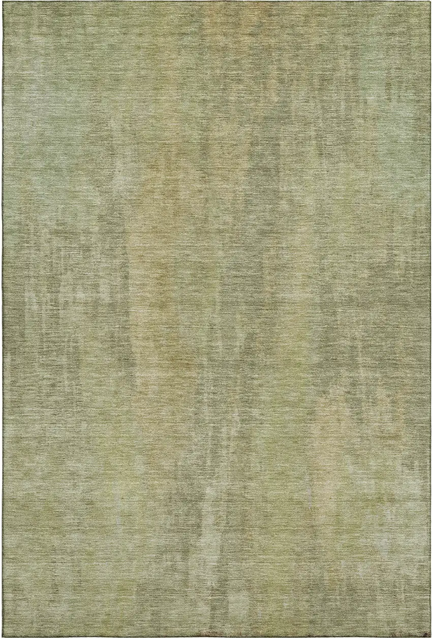 Artichoke Green And Copper Abstract Washable Area Rug With UV Protection Photo 4