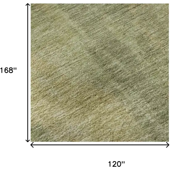 Artichoke Green And Copper Abstract Washable Area Rug With UV Protection Photo 8