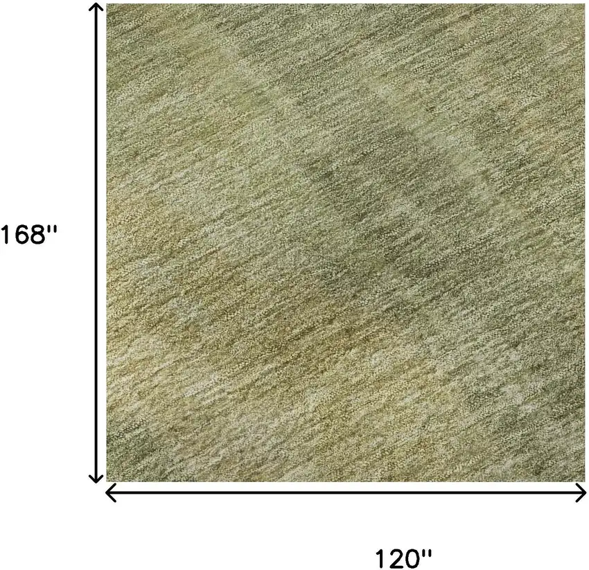 Artichoke Green And Copper Abstract Washable Area Rug With UV Protection Photo 8