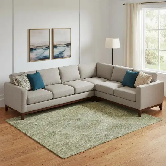 Artichoke Green And Copper Abstract Washable Area Rug With UV Protection Photo 2