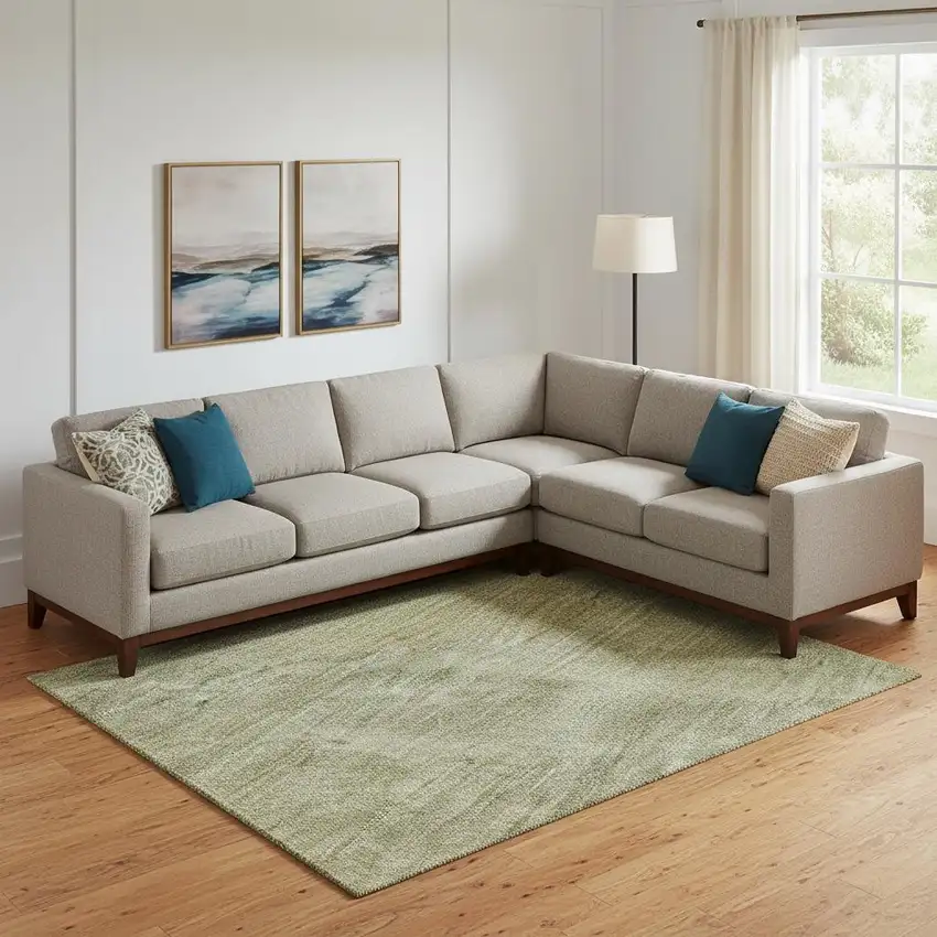 Artichoke Green And Copper Abstract Washable Area Rug With UV Protection Photo 2