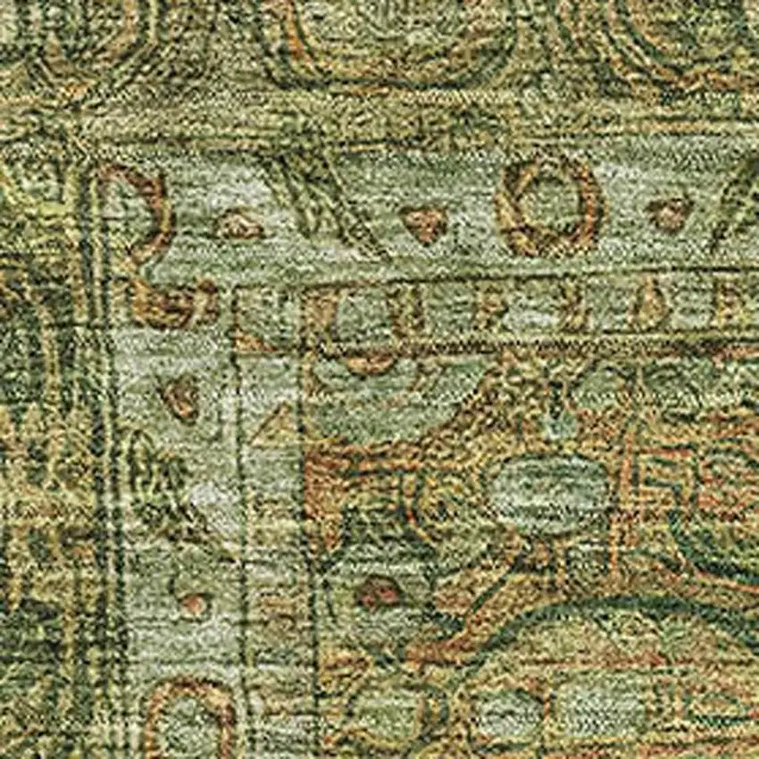 Artichoke Green And Copper Oriental Washable Area Rug With UV Protection Photo 2