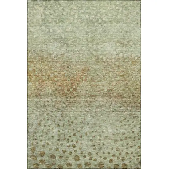 Artichoke Green And Copper Polka Dot Washable Area Rug With UV Protection Photo 3