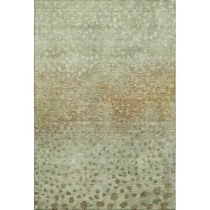 Photo of Artichoke Green And Copper Polka Dot Washable Area Rug With UV Protection
