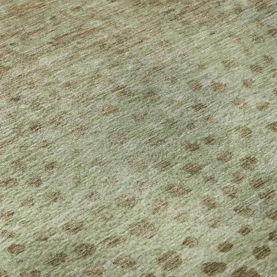 Artichoke Green And Copper Polka Dot Washable Area Rug With UV Protection Photo 9