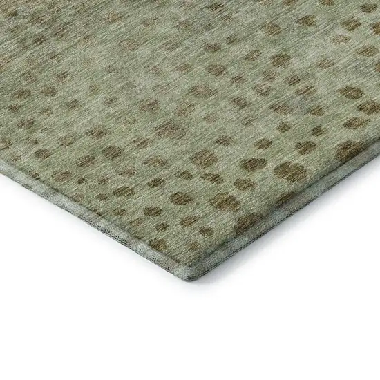 Artichoke Green And Copper Polka Dot Washable Area Rug With UV Protection Photo 7