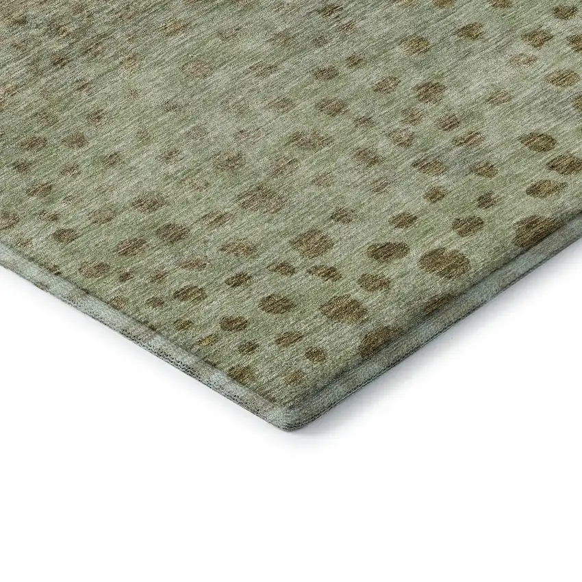 Artichoke Green And Copper Polka Dot Washable Area Rug With UV Protection Photo 7