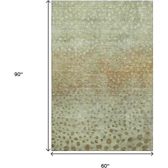 Artichoke Green And Copper Polka Dot Washable Area Rug With UV Protection Photo 9