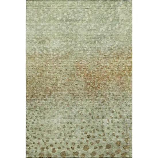 Artichoke Green And Copper Polka Dot Washable Area Rug With UV Protection Photo 1