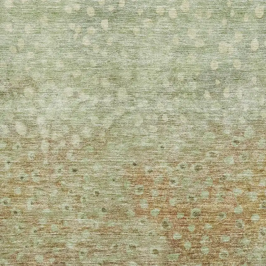 Artichoke Green And Copper Polka Dot Washable Area Rug With UV Protection Photo 2