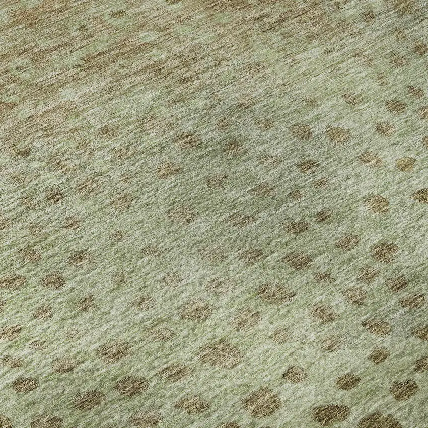 Artichoke Green And Copper Polka Dot Washable Area Rug With UV Protection Photo 9