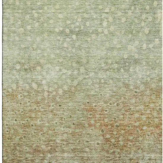 Artichoke Green And Copper Polka Dot Washable Area Rug With UV Protection Photo 3