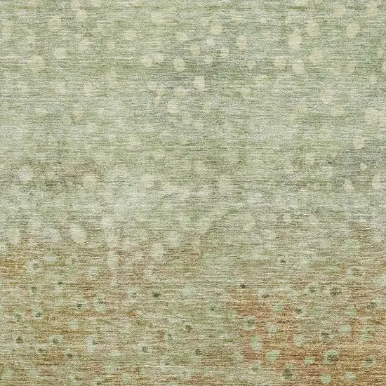 Artichoke Green And Copper Polka Dot Washable Area Rug With UV Protection Photo 2