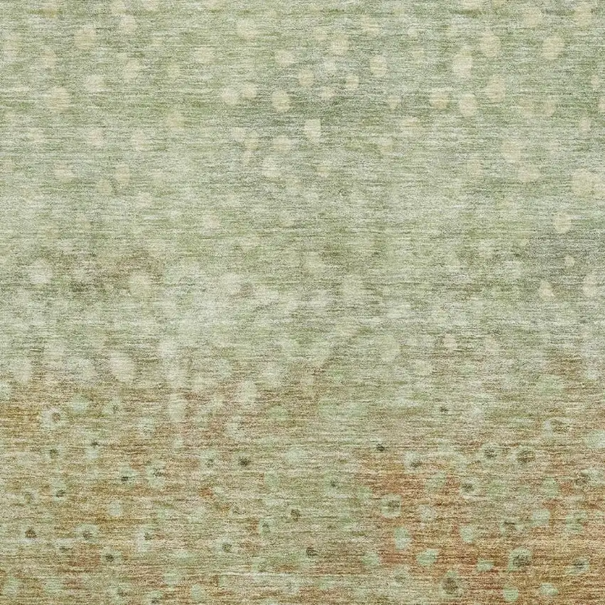 Artichoke Green And Copper Polka Dot Washable Area Rug With UV Protection Photo 2