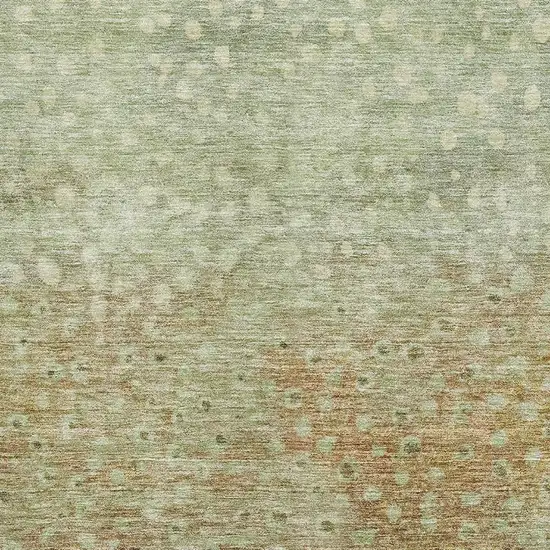 Artichoke Green And Copper Polka Dot Washable Area Rug With UV Protection Photo 2