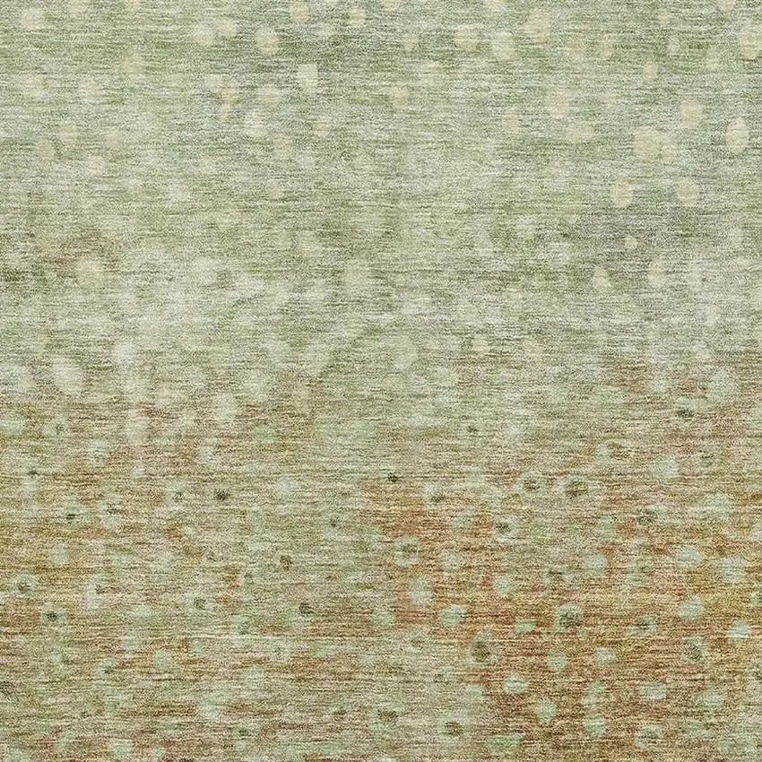 Artichoke Green And Copper Polka Dot Washable Area Rug With UV Protection Photo 2
