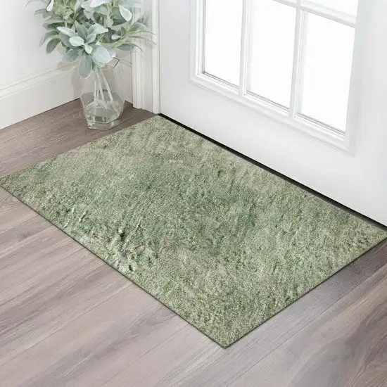 Artichoke Green And Eggplant Abstract Washable Area Rug With UV Protection Photo 2
