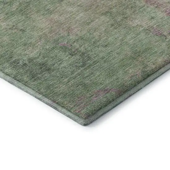 Artichoke Green And Eggplant Abstract Washable Area Rug With UV Protection Photo 6