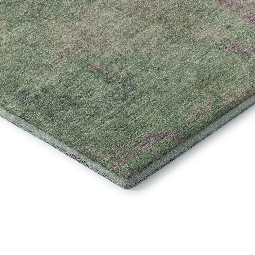 Artichoke Green And Eggplant Abstract Washable Area Rug With UV Protection Photo 6