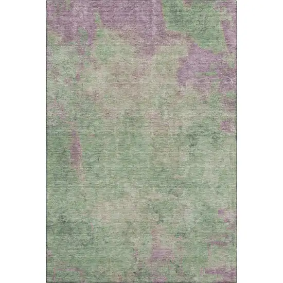 Artichoke Green And Eggplant Abstract Washable Area Rug With UV Protection Photo 5