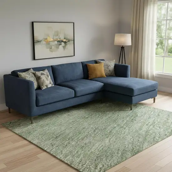 Artichoke Green And Eggplant Abstract Washable Area Rug With UV Protection Photo 2