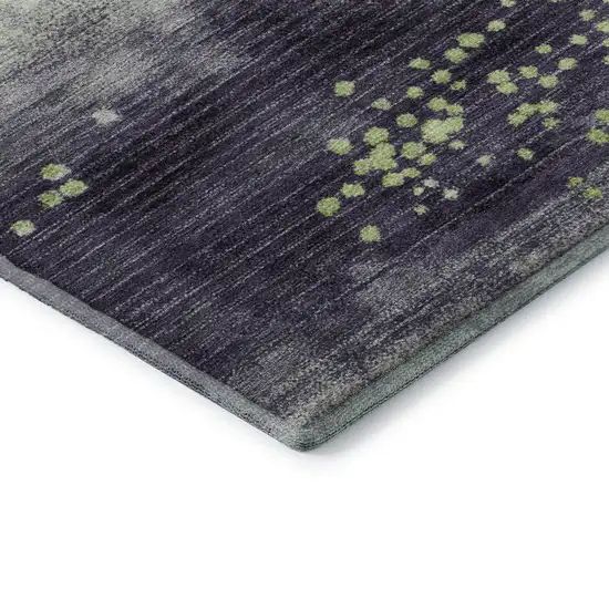 Artichoke Green And Eggplant Geometric Washable Area Rug With UV Protection Photo 8