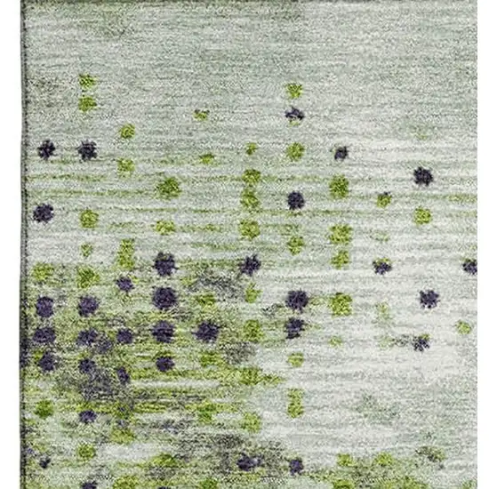 Artichoke Green And Eggplant Geometric Washable Area Rug With UV Protection Photo 4