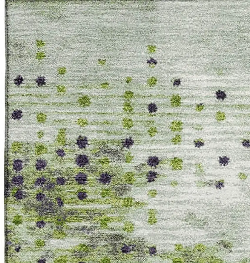 Artichoke Green And Eggplant Geometric Washable Area Rug With UV Protection Photo 3