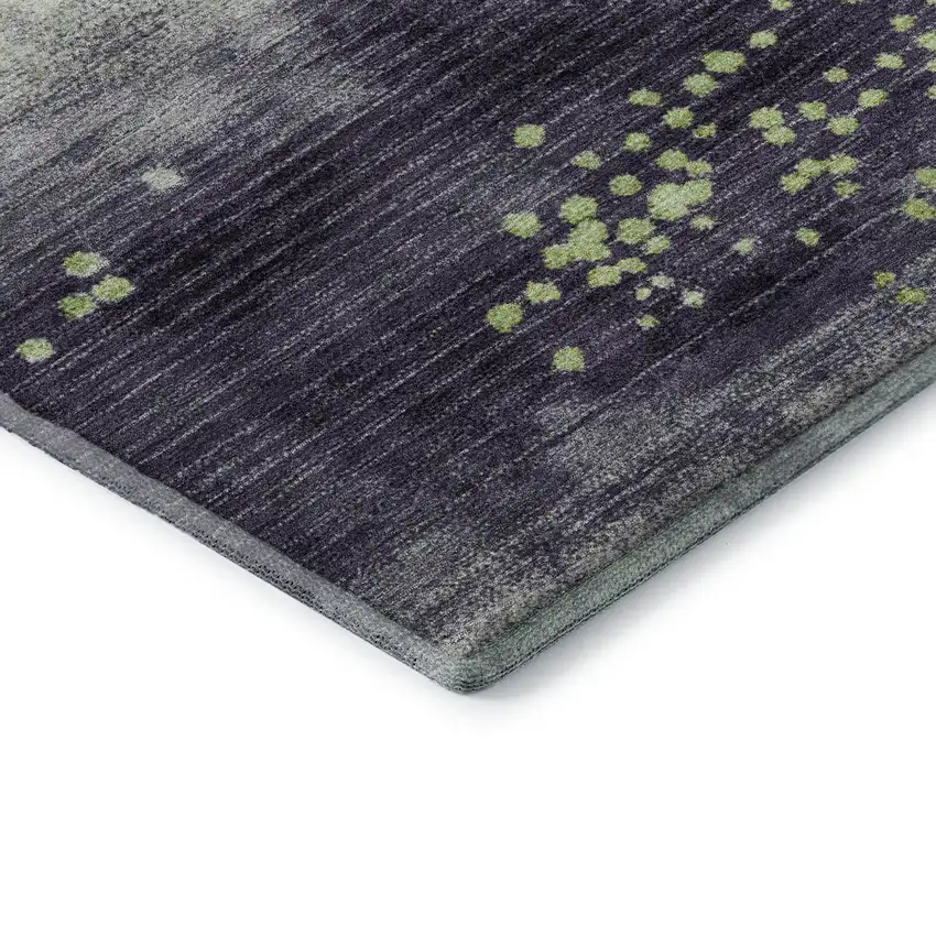 Artichoke Green And Eggplant Geometric Washable Area Rug With UV Protection Photo 8