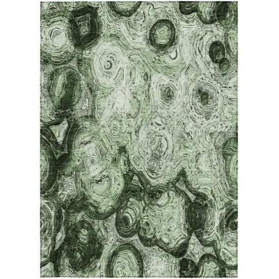 Artichoke Green And Emerald Abstract Washable Indoor Outdoor Area Rug Photo 5