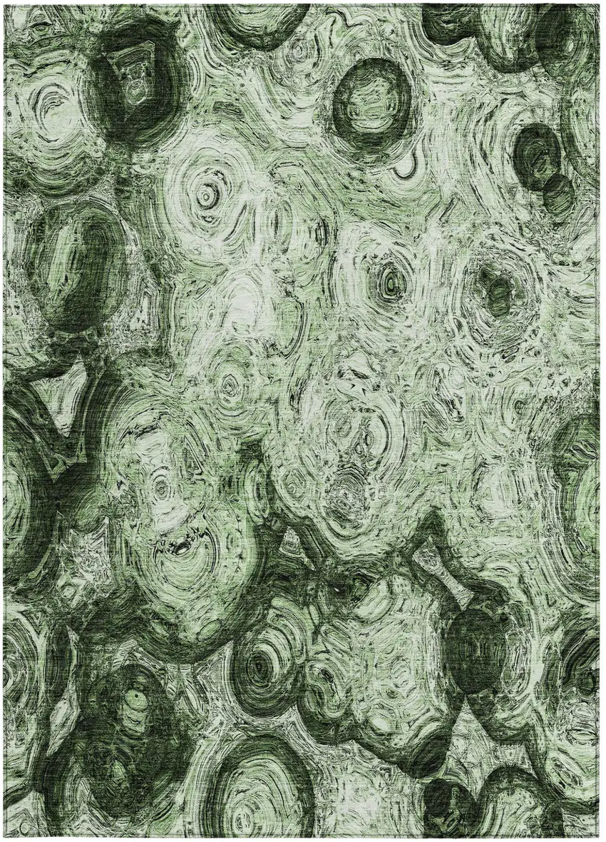Artichoke Green And Emerald Abstract Washable Indoor Outdoor Area Rug Photo 5