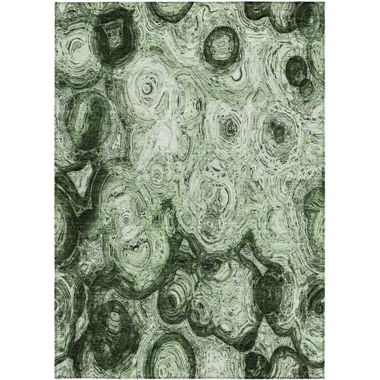 Artichoke Green And Emerald Abstract Washable Indoor Outdoor Area Rug Photo 5