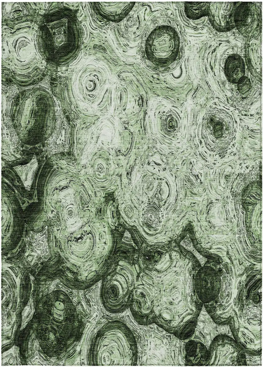 Artichoke Green And Emerald Abstract Washable Indoor Outdoor Area Rug Photo 5
