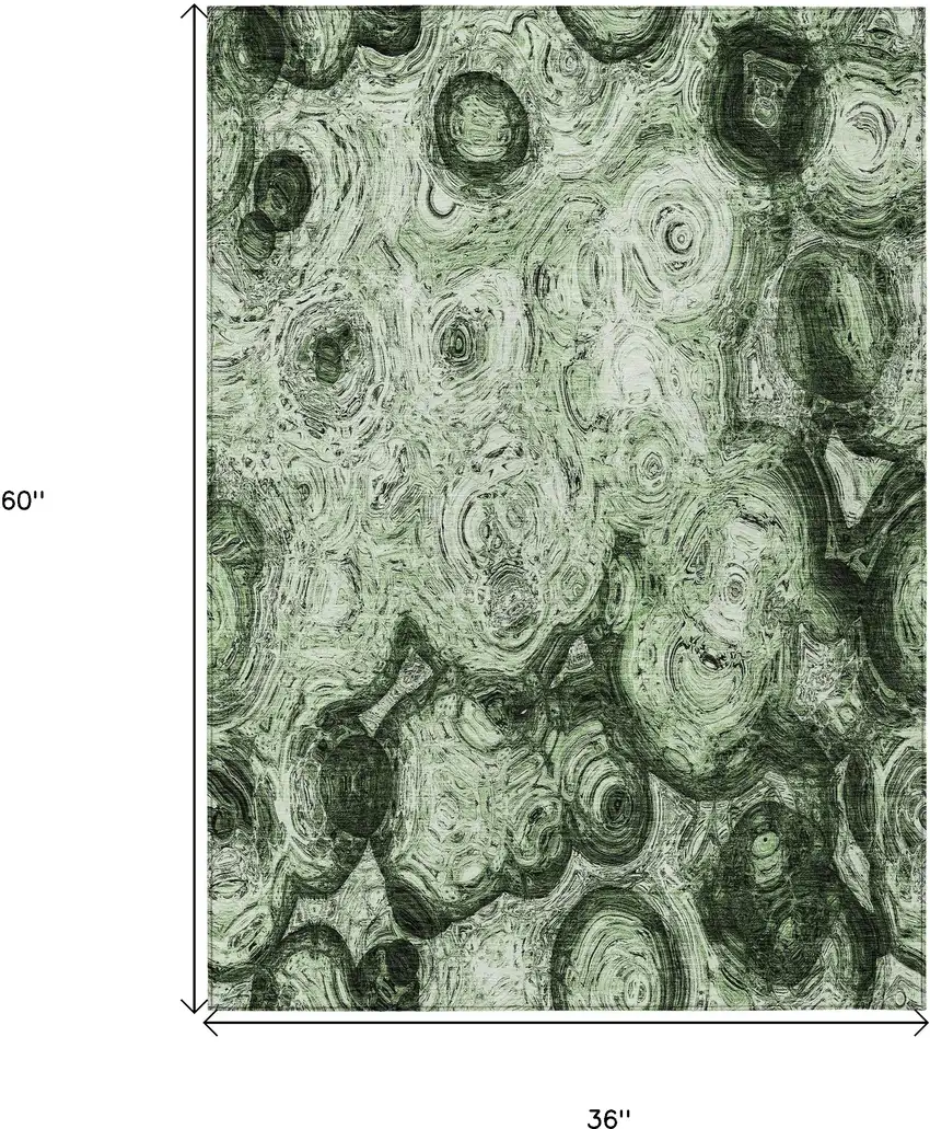 Artichoke Green And Emerald Abstract Washable Indoor Outdoor Area Rug Photo 3