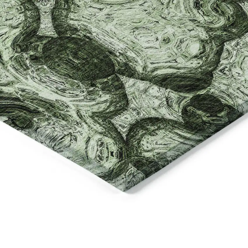 Artichoke Green And Emerald Abstract Washable Indoor Outdoor Area Rug Photo 4