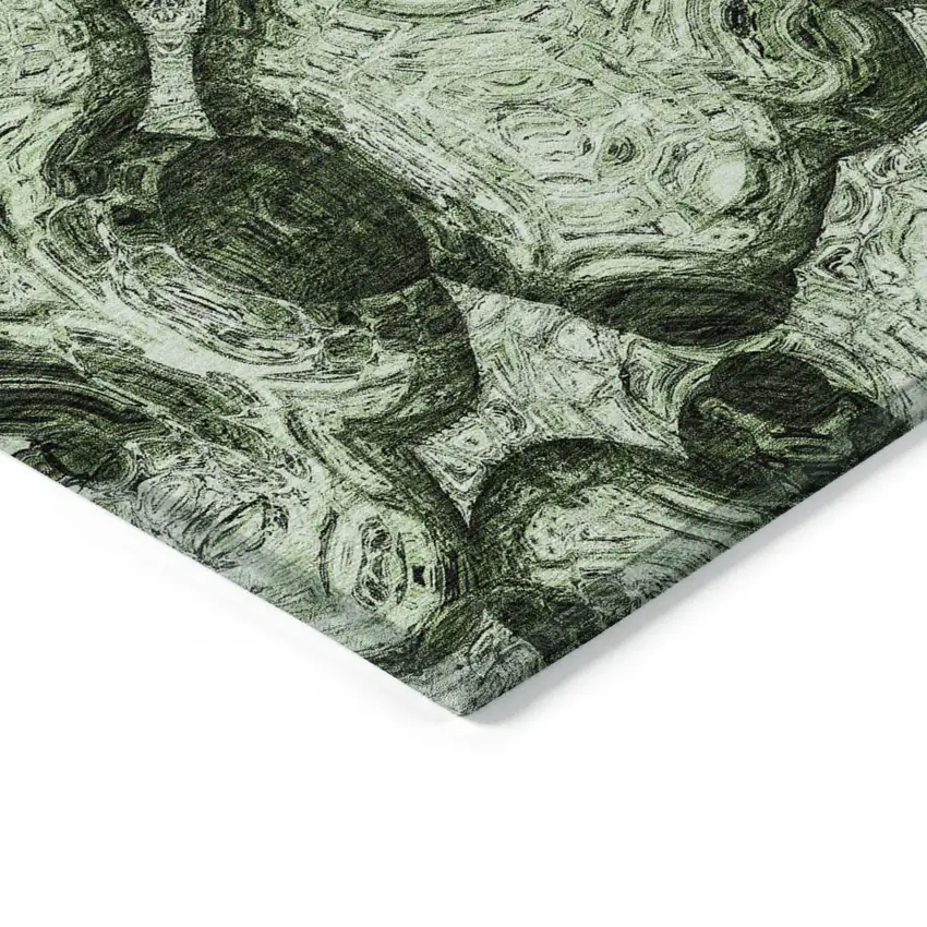 Artichoke Green And Emerald Abstract Washable Indoor Outdoor Area Rug Photo 4