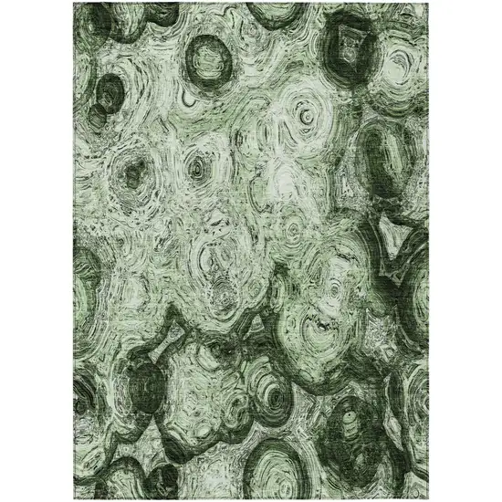 Artichoke Green And Emerald Abstract Washable Indoor Outdoor Area Rug Photo 2