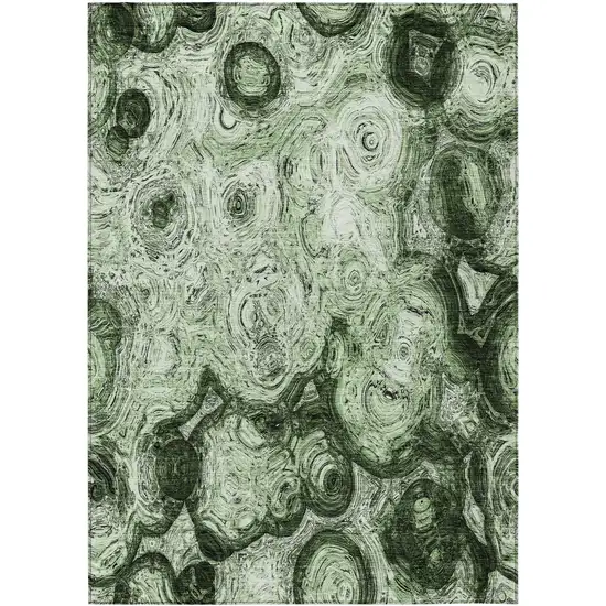 Artichoke Green And Emerald Abstract Washable Indoor Outdoor Area Rug Photo 2