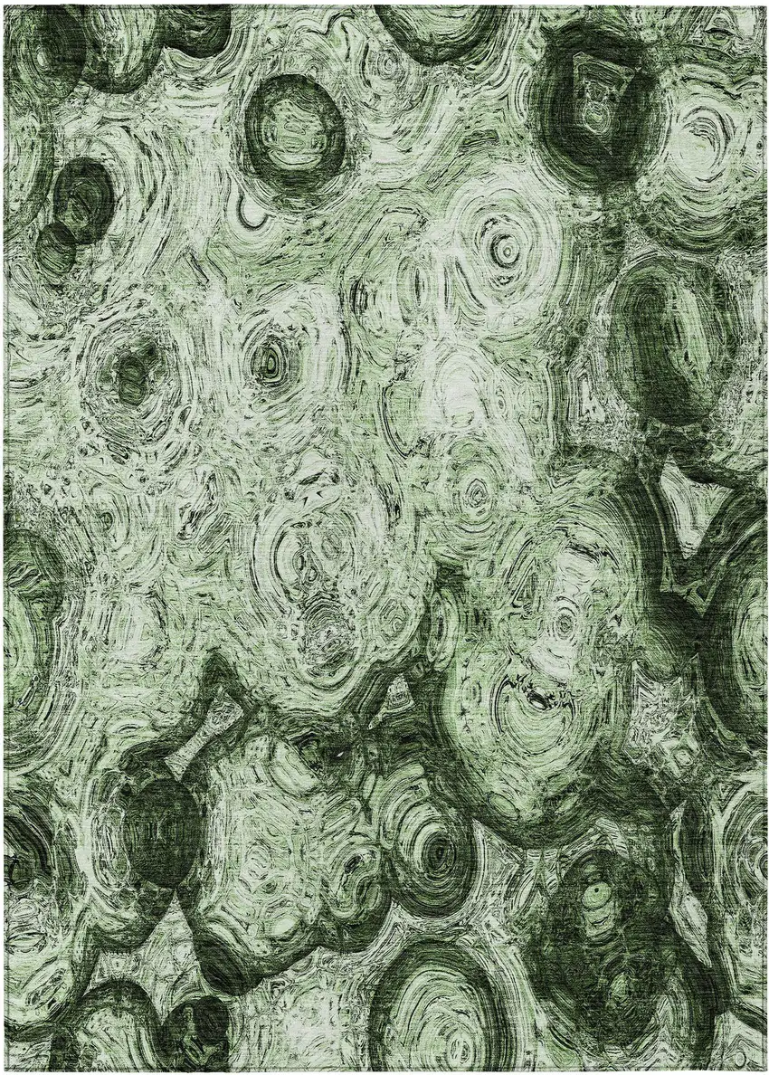 Artichoke Green And Emerald Abstract Washable Indoor Outdoor Area Rug Photo 2