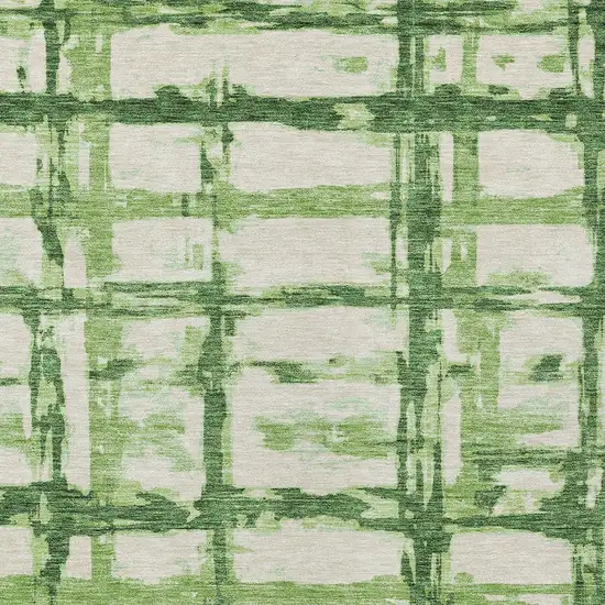Artichoke Green And Emerald Striped Washable Indoor Outdoor Area Rug Photo 4
