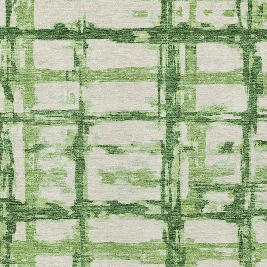 Artichoke Green And Emerald Striped Washable Indoor Outdoor Area Rug Photo 4