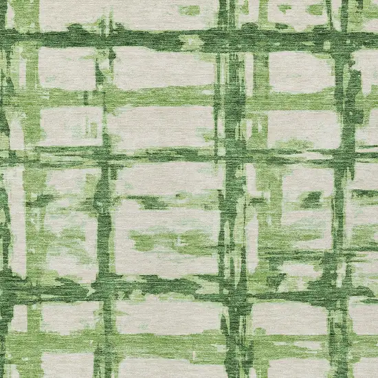 Artichoke Green And Emerald Striped Washable Indoor Outdoor Area Rug Photo 4