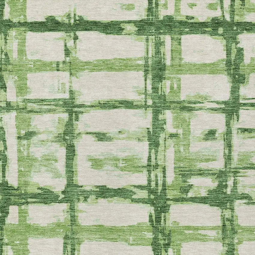 Artichoke Green And Emerald Striped Washable Indoor Outdoor Area Rug Photo 4