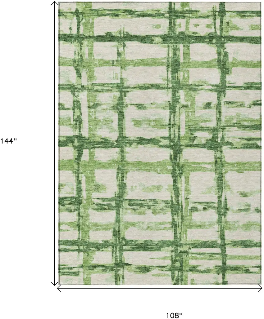Artichoke Green And Emerald Striped Washable Indoor Outdoor Area Rug Photo 7