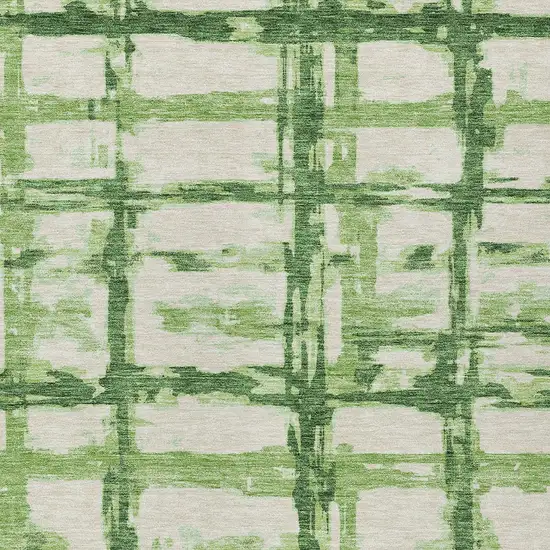 Artichoke Green And Emerald Striped Washable Indoor Outdoor Area Rug Photo 4