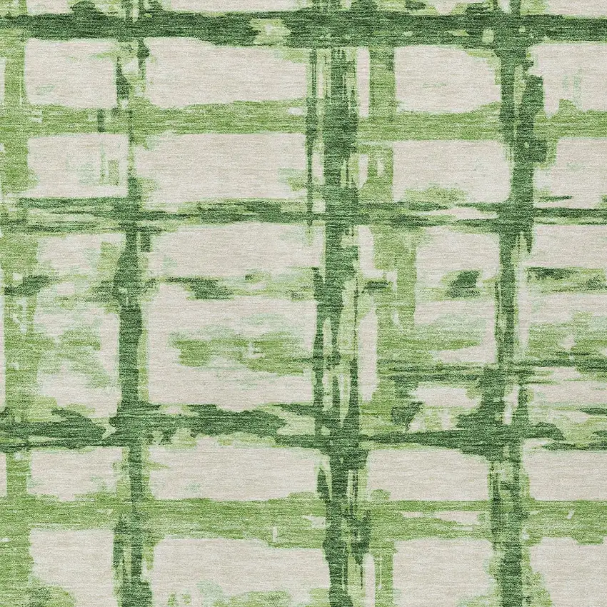 Artichoke Green And Emerald Striped Washable Indoor Outdoor Area Rug Photo 4