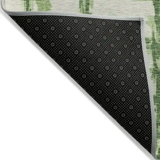 Artichoke Green And Emerald Striped Washable Indoor Outdoor Area Rug Photo 2