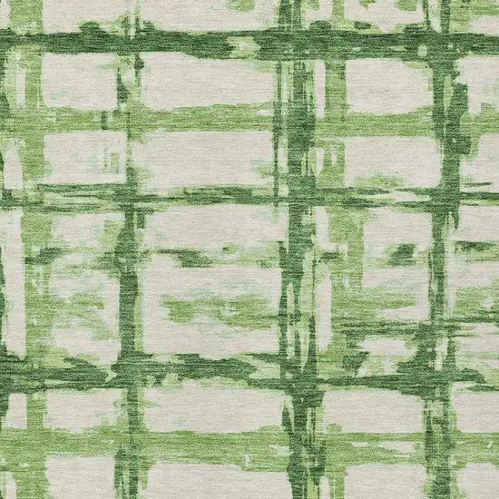 Artichoke Green And Emerald Striped Washable Indoor Outdoor Area Rug Photo 4