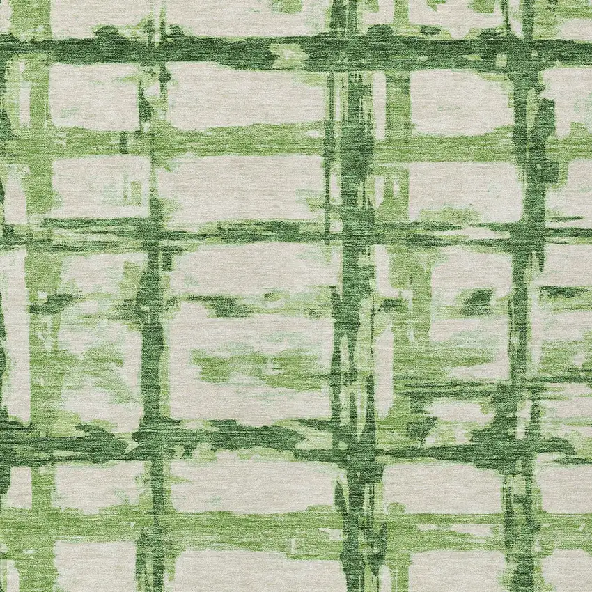 Artichoke Green And Emerald Striped Washable Indoor Outdoor Area Rug Photo 4