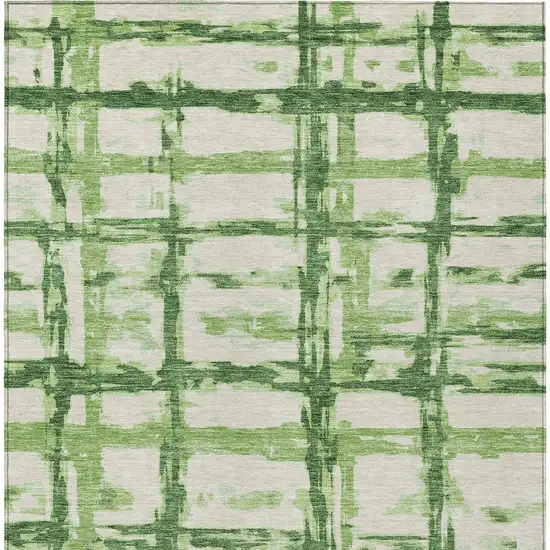 Artichoke Green And Emerald Striped Washable Indoor Outdoor Area Rug Photo 5